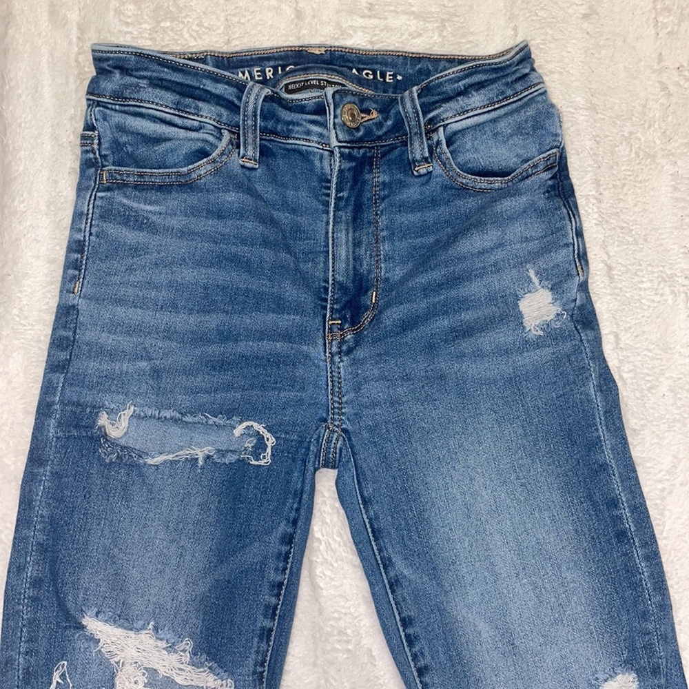 American Eagle “Next Level Stretch” super High Rise Jeggings size 0 - Picture 2 of 16